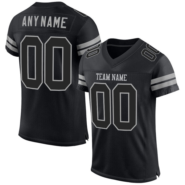 Custom Football Jersey - Black Black-Gray Mesh Authentic