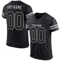 Custom Football Jersey - Black Black-Gray Mesh Authentic