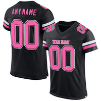 Custom Football Jersey - Black Pink-White Mesh Authentic