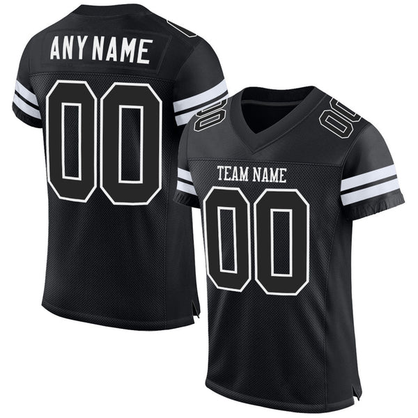 Custom Football Jersey - Black Black-White Mesh Authentic
