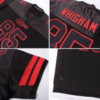 Custom Football Jersey - Black Black-Red Mesh Authentic