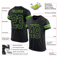 Custom Football Jersey - Black Black-Neon Green Mesh Authentic