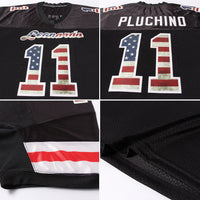 Custom Football Jersey - Black Vintage USA Flag-Cream Mesh Authentic