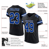 Custom Football Jersey - Black Royal-White Mesh Authentic