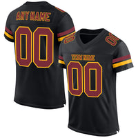 Custom Football Jersey - Black Burgundy-Gold Mesh Authentic
