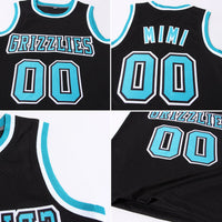 Custom Basketball Jersey - Black Teal-White Authentic Throwback