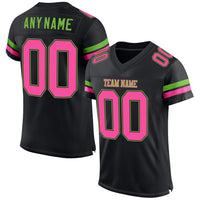 Custom Football Jersey - Black Pink-Neon Green Mesh Authentic