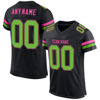 Custom Football Jersey - Black Neon Green-Pink Mesh Authentic