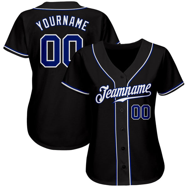 Custom Baseball Jersey - Black Royal-White Authentic