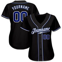 Custom Baseball Jersey - Black Royal-White Authentic