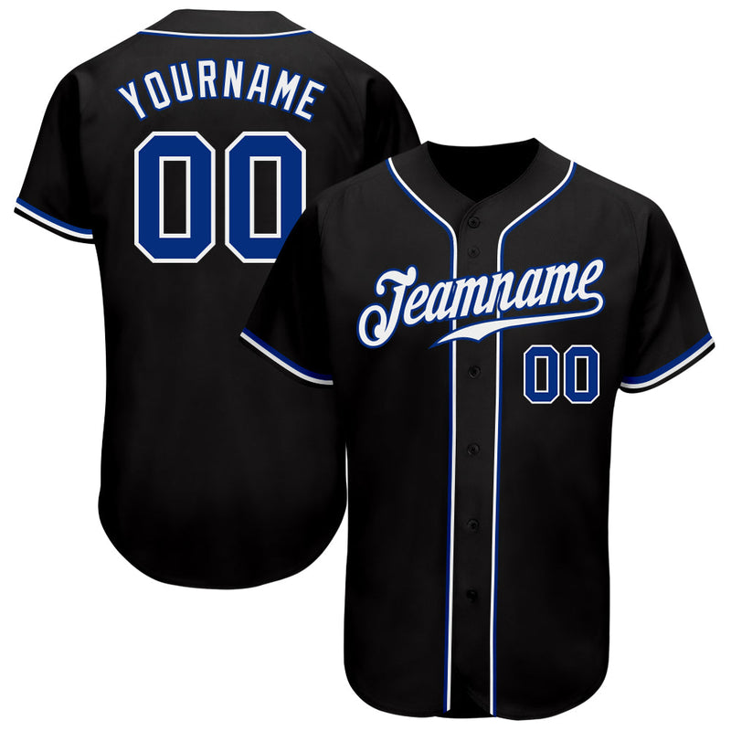 Custom Baseball Jersey - Black Royal-White Authentic