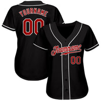 Custom Baseball Jersey - Black Red-White Authentic