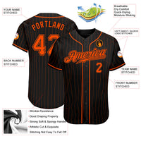 Custom Baseball Jersey - Black Orange Pinstripe Orange-Black Authentic