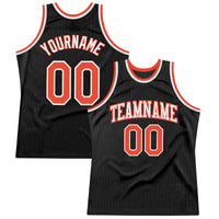 Custom Basketball Jersey - Black Orange-White Authentic Throwback