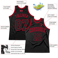Custom Basketball Jersey - Black Black-Red Authentic Throwback