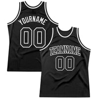 Custom Basketball Jersey - Black Black-White Authentic Throwback