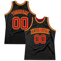 Custom Basketball Jersey - Black Red-Gold Authentic Throwback