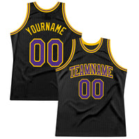 Custom Basketball Jersey - Black Purple-Gold Authentic Throwback