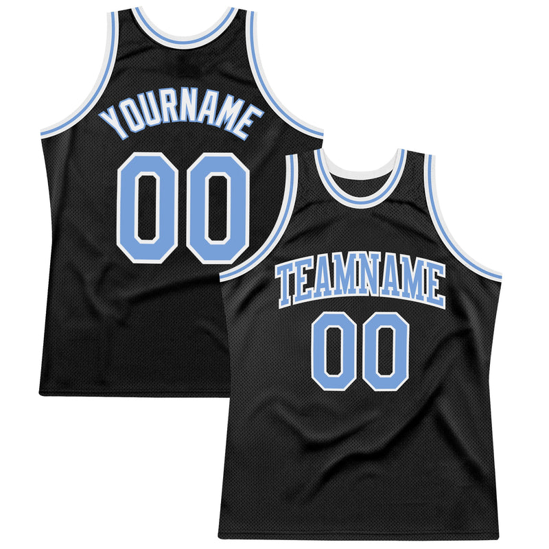 Custom Basketball Jersey - Black Light Blue-White Authentic Throwback