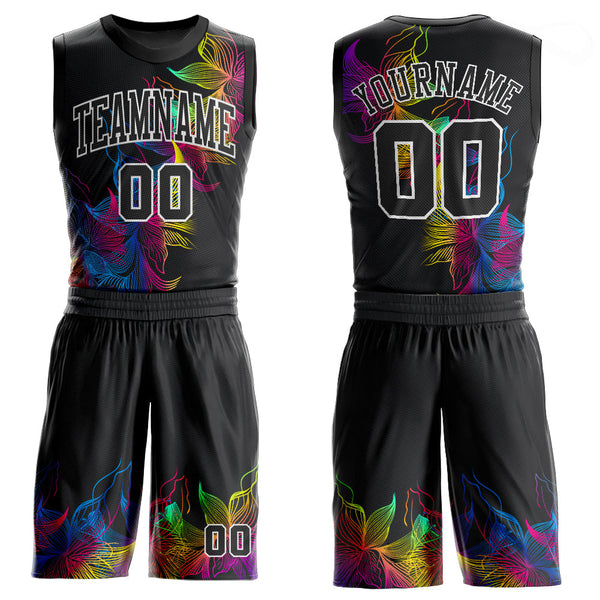 Custom Basketball Jersey - Black Black-White Round Neck Sublimation Uniform