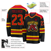 Custom Hockey Jersey - Black Red-Gold