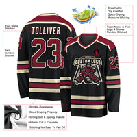 Custom Hockey Jersey - Black Crimson-Cream
