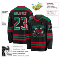 Custom Hockey Jersey - Black Kelly Green White-Red