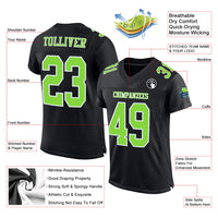 Custom Football Jersey - Black Neon Green-White Mesh Authentic