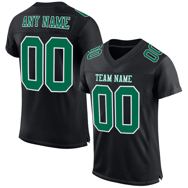 Custom Football Jersey - Black Kelly Green-White Mesh Authentic
