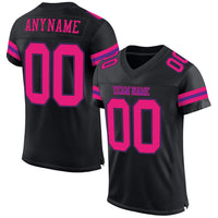 Custom Football Jersey - Black Hot Pink-Purple Mesh Authentic