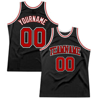 Custom Basketball Jersey - Black Red-White Authentic Throwback