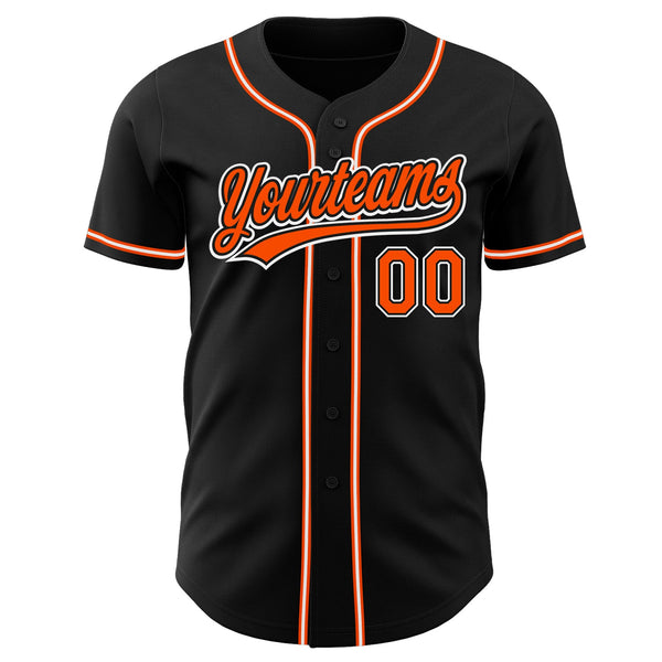 Custom Baseball Jersey - Black Orange-White Authentic