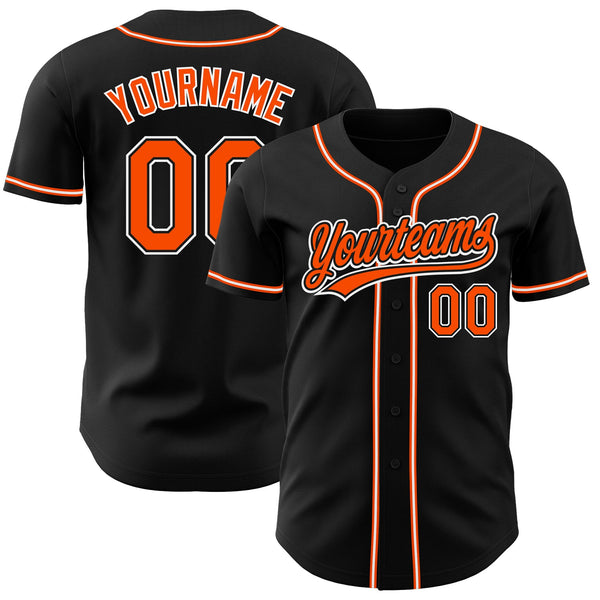 Custom Baseball Jersey - Black Orange-White Authentic