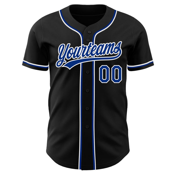 Custom Baseball Jersey - Black Royal-White Authentic
