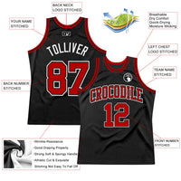 Custom Basketball Jersey - Black Red-White Authentic Throwback