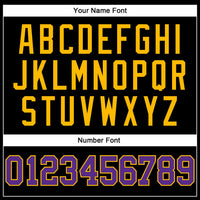 Custom Basketball Jersey - Black Gold Pinstripe Purple-Gold Authentic