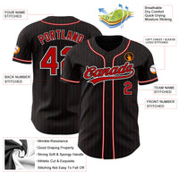 Custom Baseball Jersey - Black Red Pinstripe Red-White Authentic