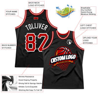 Custom Basketball Jersey - Black Red-White Authentic Throwback