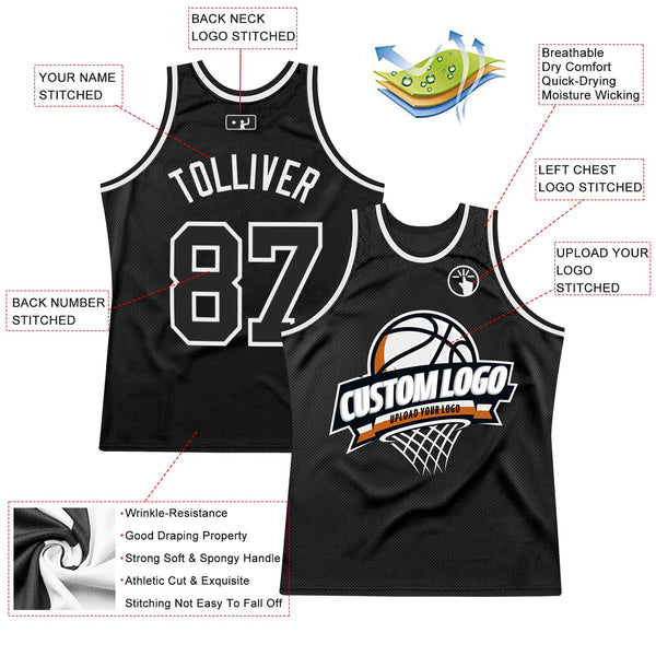 Custom Basketball Jersey - Black White Authentic Throwback