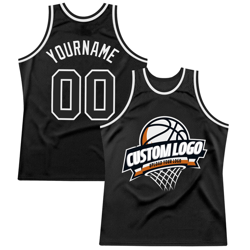 Custom Basketball Jersey - Black White Authentic Throwback