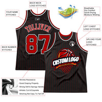 Custom Basketball Jersey - Black Red Pinstripe White Authentic