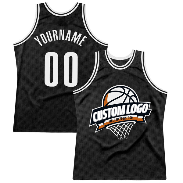 Custom Basketball Jersey - Black White Authentic Throwback
