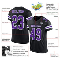 Custom Football Jersey - Black Purple-White Mesh Authentic