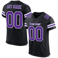 Custom Football Jersey - Black Purple-White Mesh Authentic