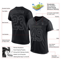 Custom Football Jersey - Black Steel Gray Mesh Authentic