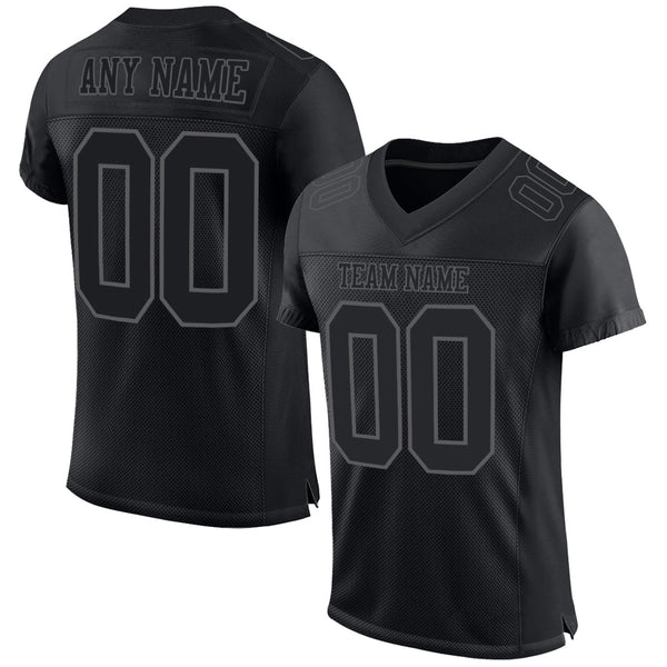 Custom Football Jersey - Black Steel Gray Mesh Authentic