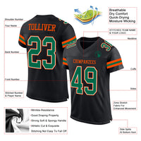 Custom Football Jersey - Black Kelly Green-Orange Mesh Authentic
