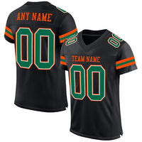 Custom Football Jersey - Black Kelly Green-Orange Mesh Authentic