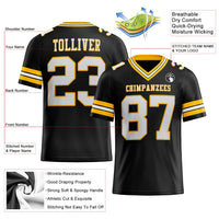 Custom Football Jersey - Black White-Gold Authentic