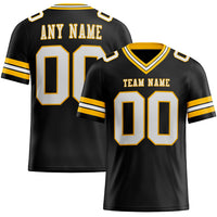Custom Football Jersey - Black White-Gold Authentic